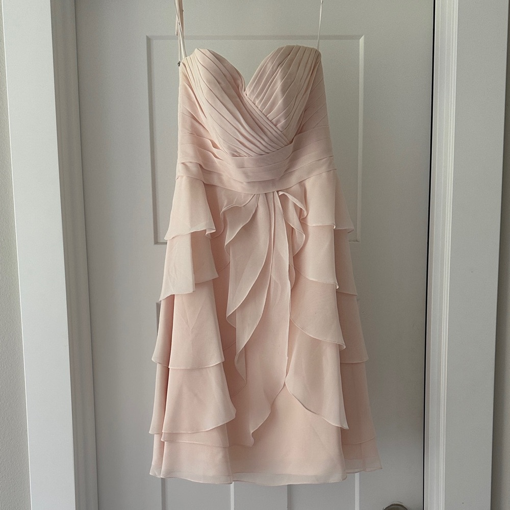Allure Bridals Strapless Layered Dress in Soft Pink